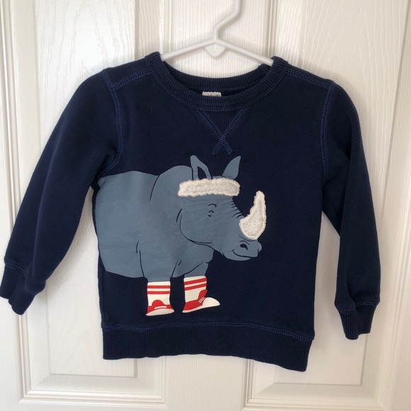 Carters 2T Boys Long Sleeve Blue Sweatshirt Top Shirt with hippopotamus - Picture 6 of 6